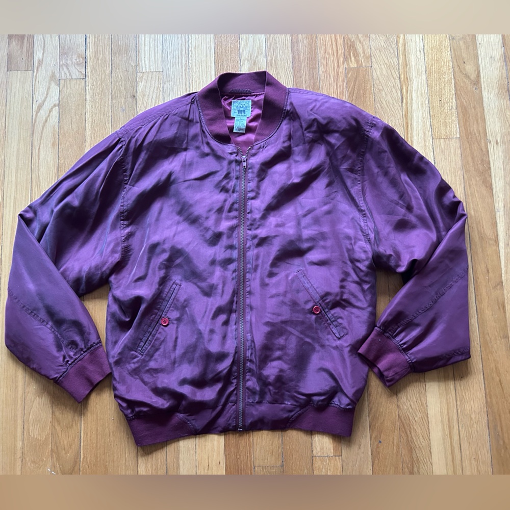 Vintage Varsity Bomber Silk Jacket - Men's Size Large